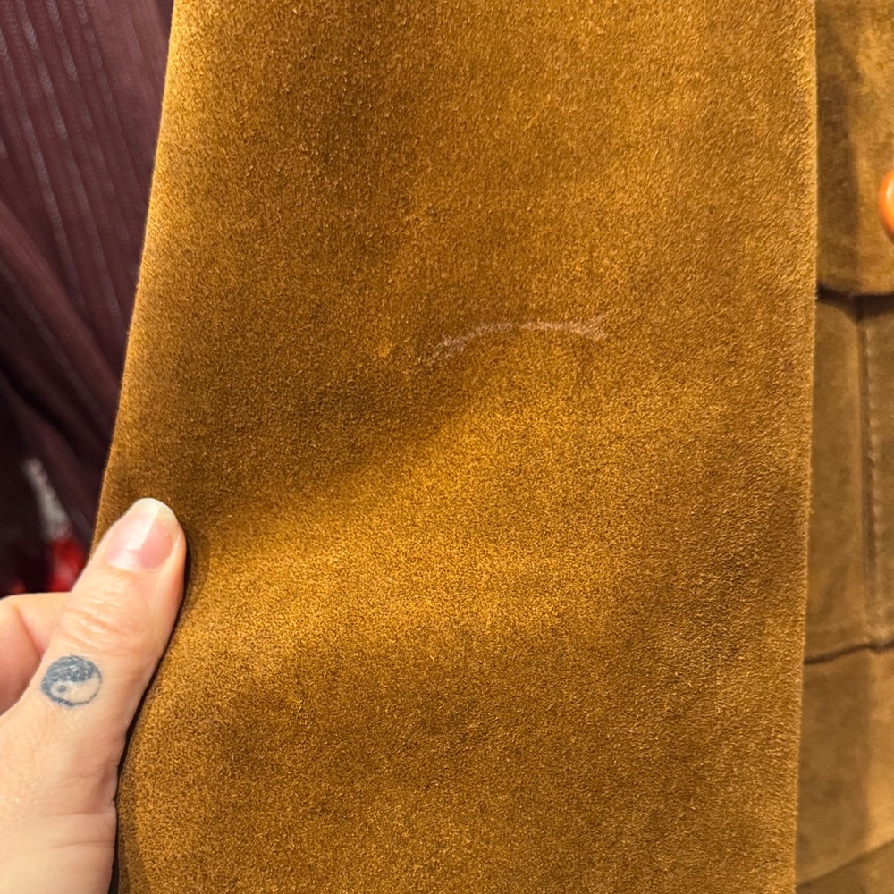 Men's Vintage 60s/70s Brown Suede Leather Belted Jacket - Picture 11 of 13